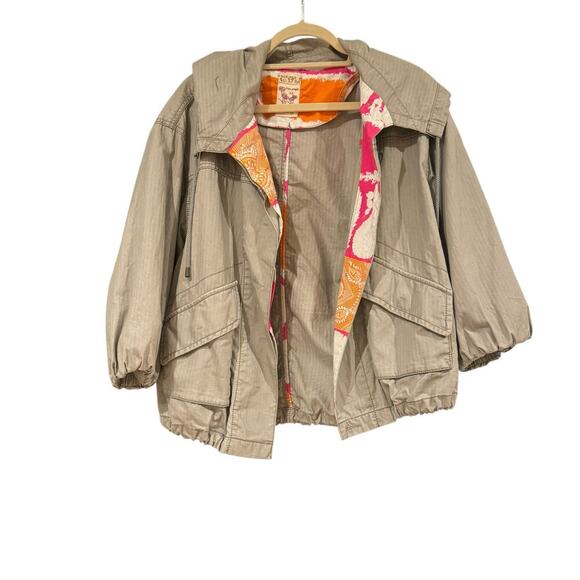 Free People Women's Open Front Hooded Jacket Long Sleeve Tan Size XS - Picture 4 of 12